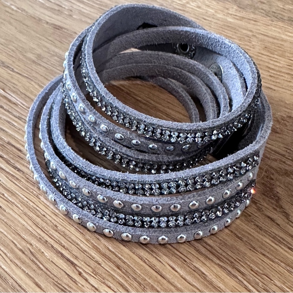 Premier Design Wrap Bracelet Gray With Rhinestones